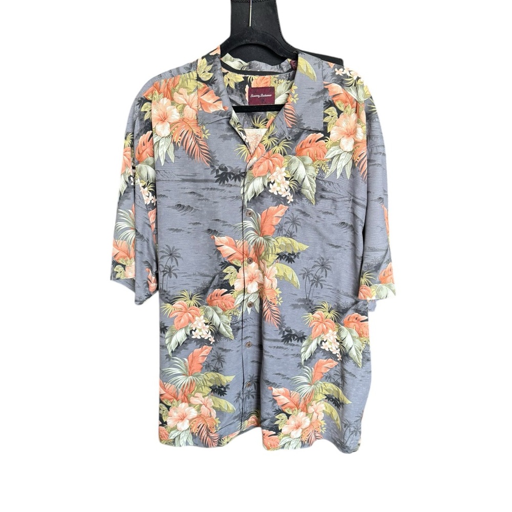 Tommy Bahama 100% Silk Hawaiian Shirt 2XB Big & Tall Tropical Resort Aloha Camp